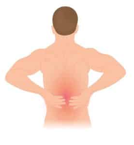 Person grabing area where lower back pain is prevalent